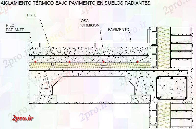 دانلود نقشه جزئیات ساخت و ساز عایق بندی حرارتی کف تابشی جزئیات (کد72821)