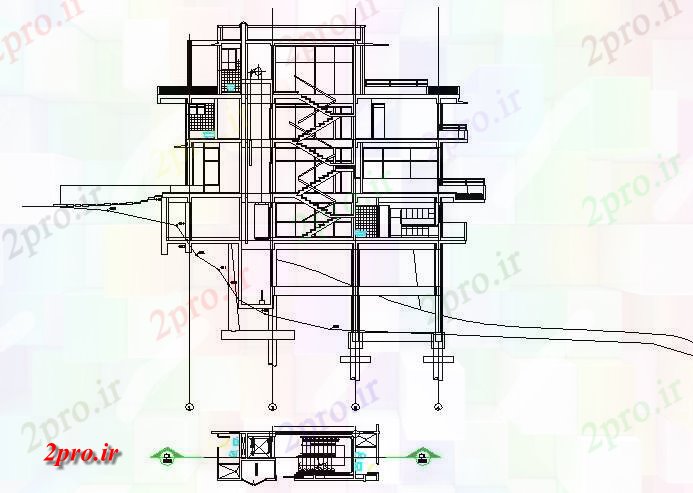 دانلود نقشه جزئیات ساخت و ساز طرحی پله و بخش مسکن جزئیات (کد72824)