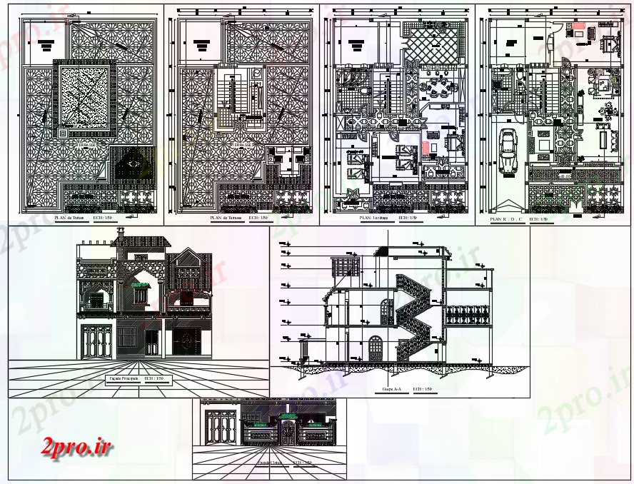 دانلود نقشه مسکونی ، ویلایی ، آپارتمان ویلا 12 در 18 متر (کد72825)