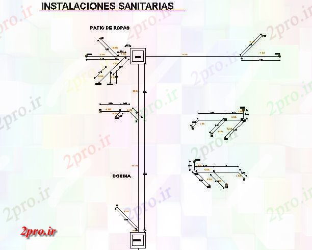 دانلود نقشه جزئیات لوله کشی تاسیسات جزئیات بهداشتی (کد72834)