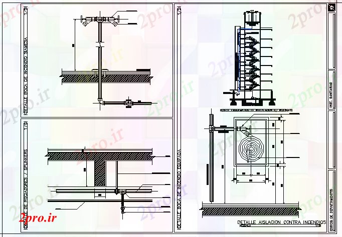 دانلود نقشه جزئیات ساخت و ساز اطلاعات حفاظت آتش (کد72921)