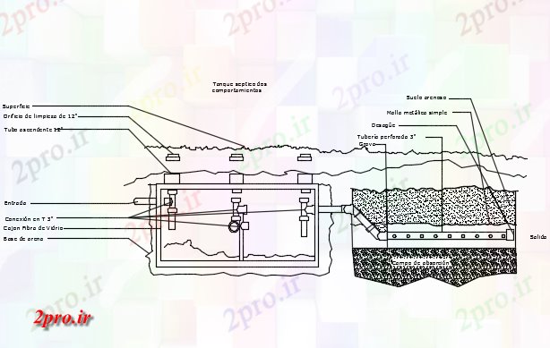 دانلود نقشه جزئیات لوله کشی سپتیک تانک بخش جزئیات (کد72941)