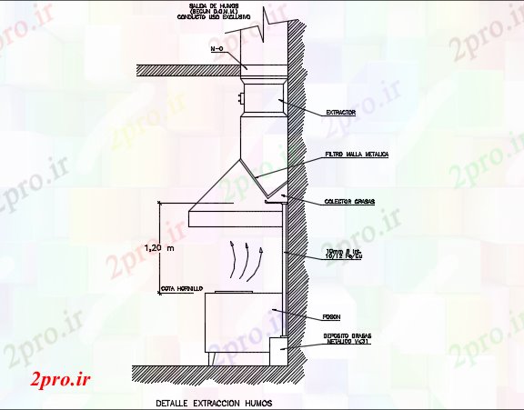 دانلود نقشه جزئیات ساخت و ساز جزئیات دود  خراج  (کد72944)