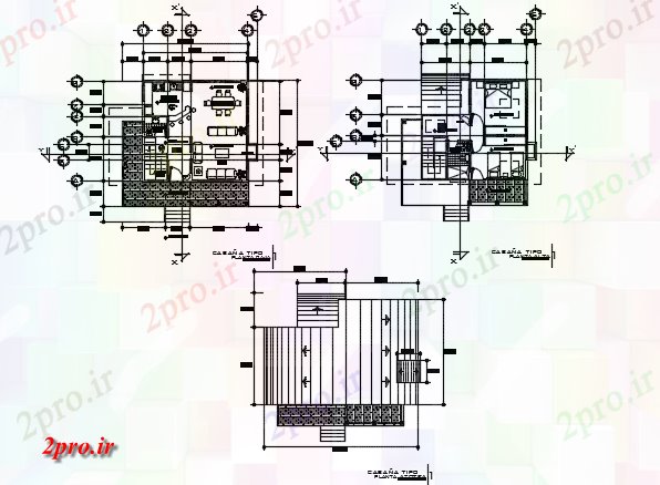 دانلود نقشه ساختمان اداری - تجاری - صنعتی طبقه همکف به طبقه تراس طرحی خانه جزئیات 8 در 8 متر (کد72949)