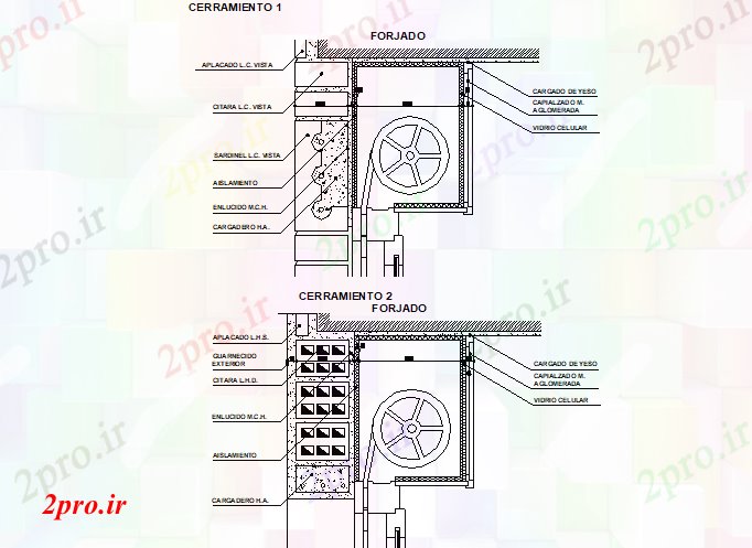 دانلود نقشه جزئیات ساخت و ساز شکستن پل حرارتی جزئیات (کد73005)