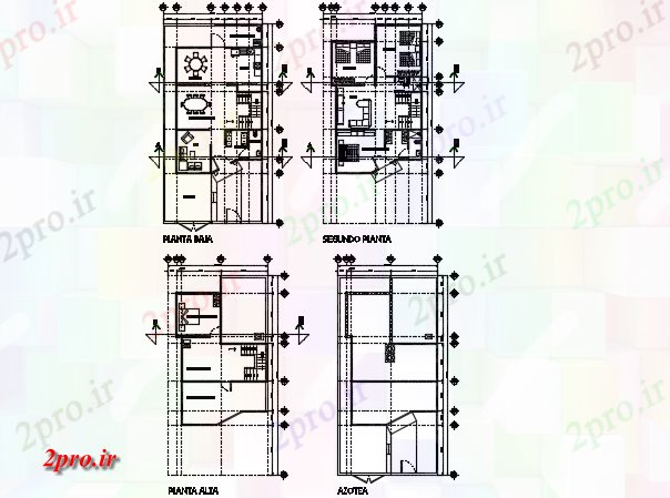 دانلود نقشه مسکونی ، ویلایی ، آپارتمان مسکن 250 متر 2 برنامه ریزی جزئیات 9 در 14 متر (کد73051)