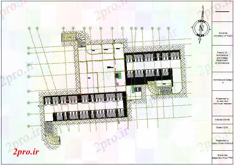 دانلود نقشه بیمارستان -  درمانگاه -  کلینیک طرحی طبقه زیرزمین مرکز پزشکی (کد73083)