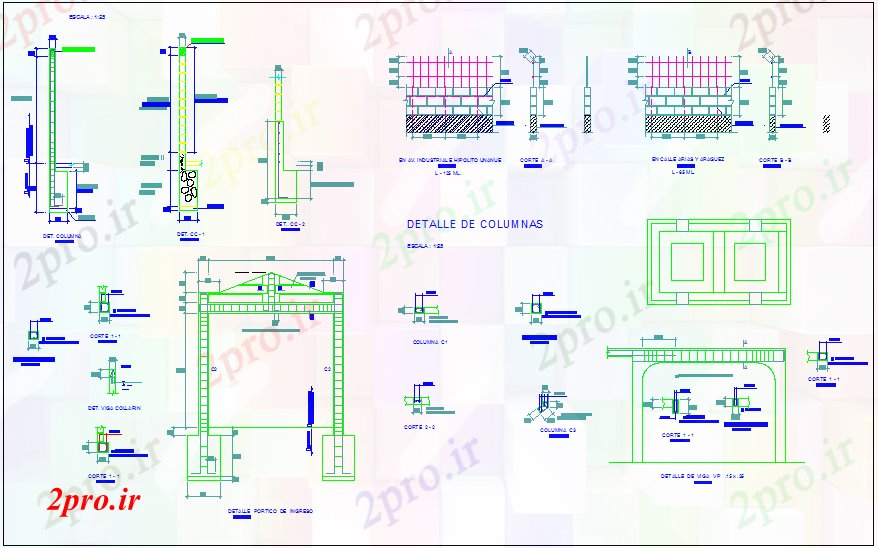 دانلود نقشه جزئیات ساخت و ساز جزئیات ساخت و ساز با دیوار و دیوار پشتیبانی (کد73094)
