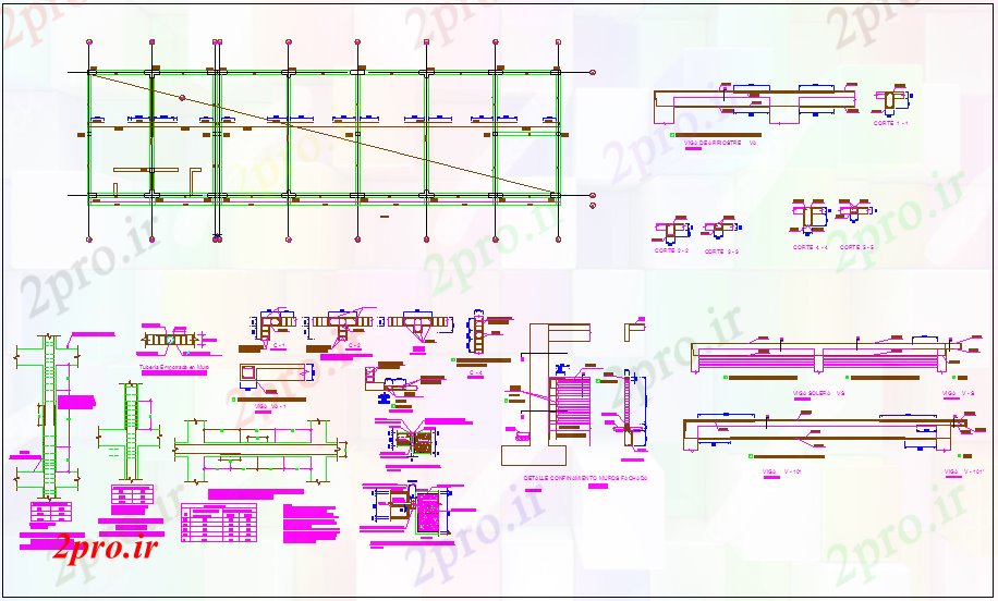 دانلود نقشه جزئیات تیر جزئیات پرتو با موقعیت نصب آن با جزئیات ساختاری کلاس (کد73100)