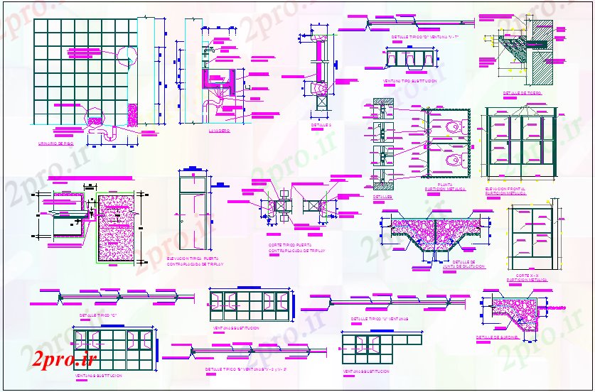 دانلود نقشه جزئیات معماری  جزئیات معماری برای منطقه آموزشی (کد73135)