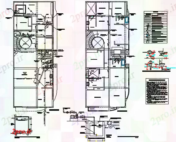 دانلود نقشه مسکونی ، ویلایی ، آپارتمان طرحی خانه جزئیات کار 9 در 24 متر (کد73143)