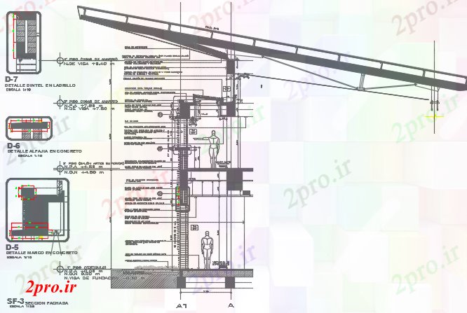 دانلود نقشه جزئیات ساخت و ساز بخش نما جزئیات (کد73151)