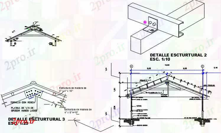 دانلود نقشه جزئیات ساخت و ساز جزئیات ساختاری سقف (کد73173)