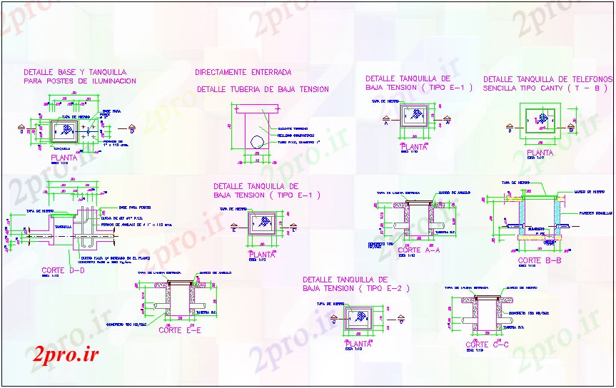 دانلود نقشه معماری مختلف الکتریکی  جزئیات مشترک برای روشنایی کلاس (کد73184)