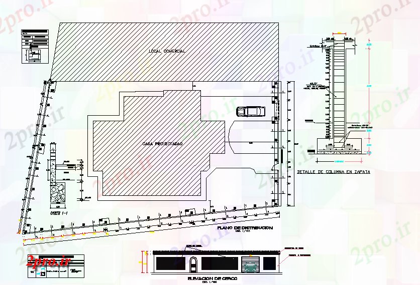 دانلود نقشه خانه های کوچک ، نگهبانی ، سازمانی - گسترش طرحی بالای صفحه ترکیب با نما ویلا 8 در 35 متر (کد73237)