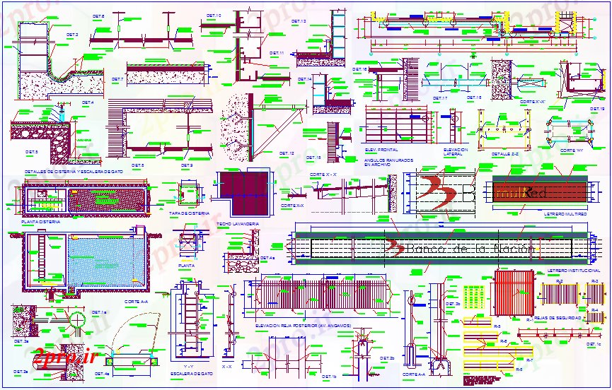 دانلود نقشه جزئیات ساخت و ساز بانک جزئیات ساخت و ساز بخش های مختلف با دیدگاه مقطعی (کد73241)
