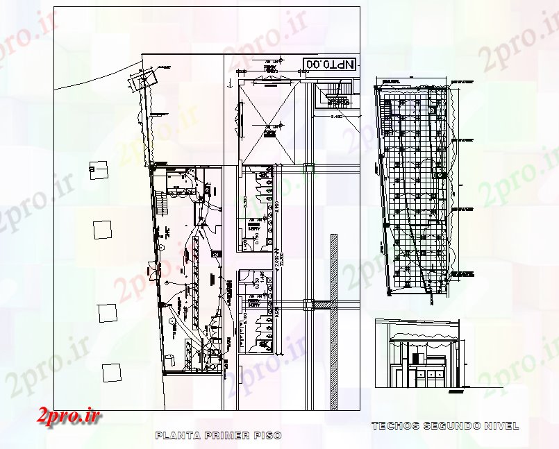 دانلود نقشه هایپر مارکت - مرکز خرید - فروشگاه مجتمع خرید طراحی 8 در 24 متر (کد73309)