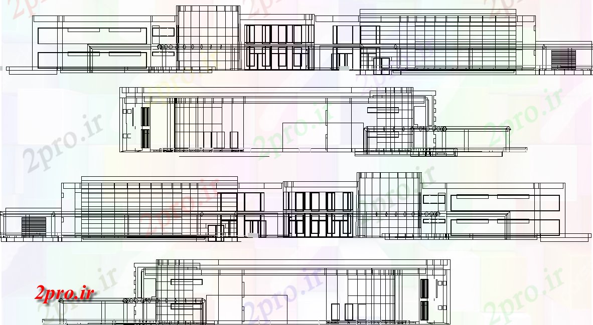 دانلود نقشه ساختمان اداری - تجاری - صنعتی نما کتابخانه جزئیات 35 در 66 متر (کد73335)