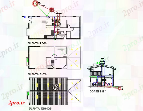 دانلود نقشه مسکونی ، ویلایی ، آپارتمان طرحی خانه شهرستان و بخش جزئیات 6 در 14 متر (کد73337)