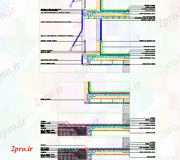 دانلود نقشه جزئیات ساخت و ساز نما مقطع جزئیات (کد73378)