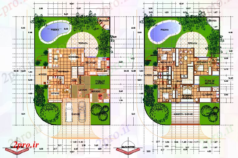 دانلود نقشه ساختمان اداری - تجاری - صنعتی اقامت Cancun در بلوک ساخته  جزئیات (کد73388)