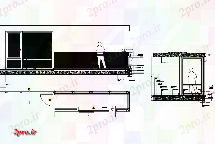 دانلود نقشه مسکونی  ، ویلایی ، آپارتمان  جزئیات بالکن تراس طرحی جزئیات (کد73404)