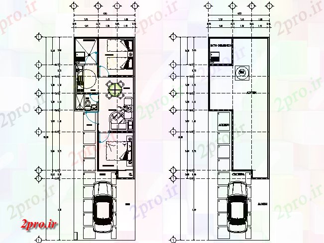 دانلود نقشه مسکونی ، ویلایی ، آپارتمان مسکن طرحی دوبلکس جزئیات 6 در 14 متر (کد73406)