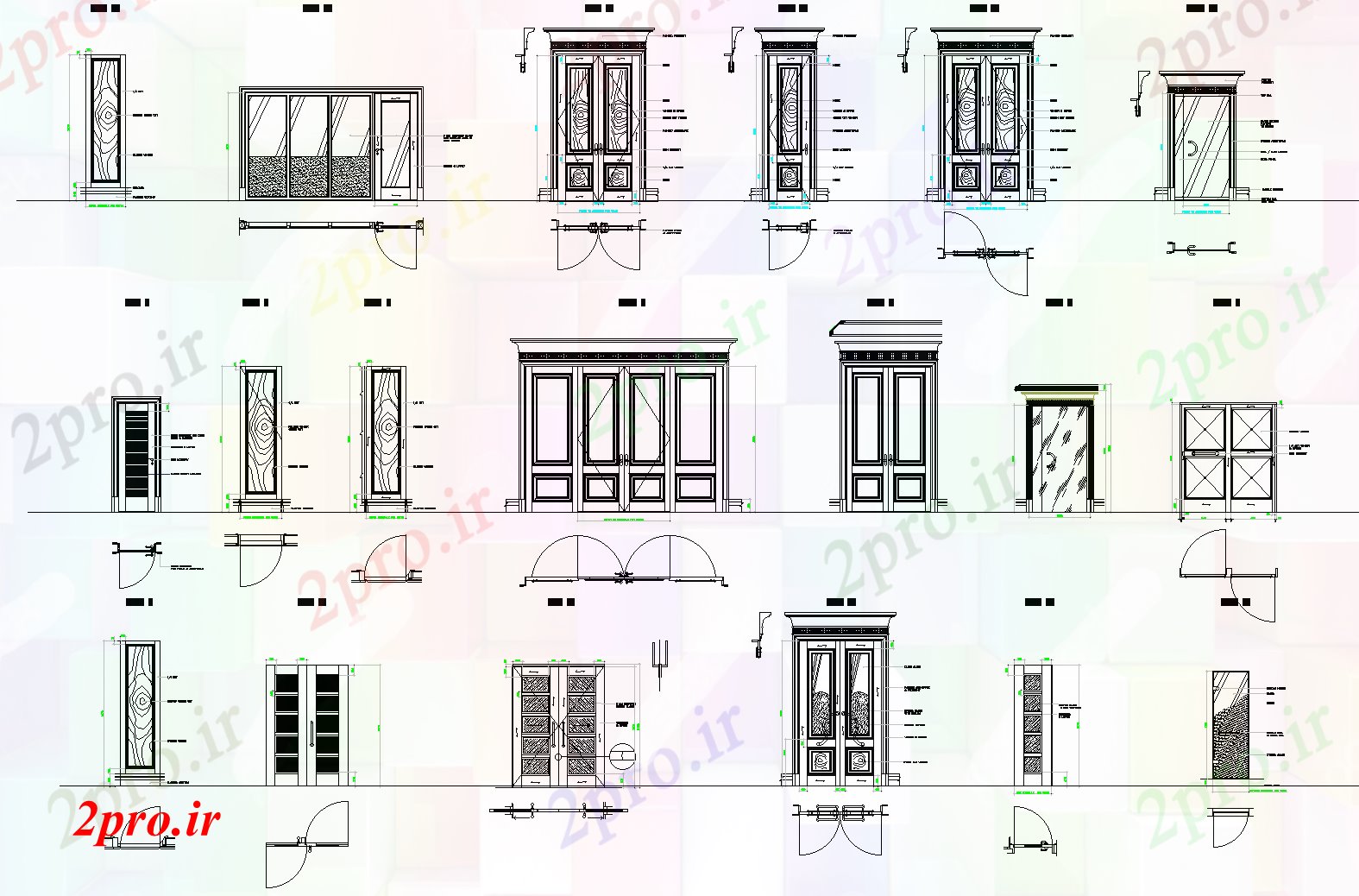 دانلود نقشه درب و پنجره درب طرحی جزئیات  (کد73428)
