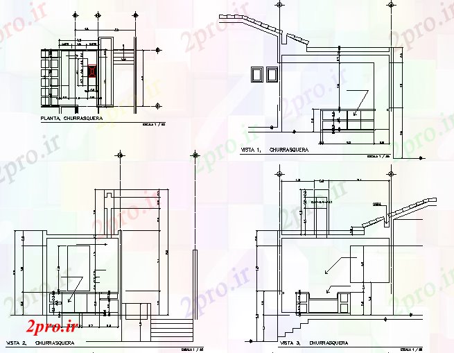 دانلود نقشه ساختمان اداری - تجاری - صنعتی BARRIENTOS طرحی اقامت جزئیات 19 در 42 متر (کد73429)