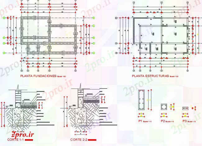 دانلود نقشه جزئیات ساخت و ساز بخش ستون و طرحی جزئیات (کد73449)