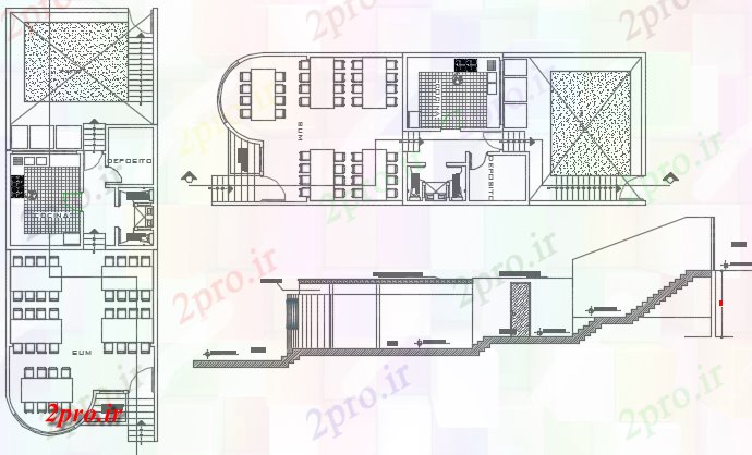 دانلود نقشه ساختمان اداری - تجاری - صنعتی فرض چند فاده از طرحی جزئیات 7 در 20 متر (کد73451)