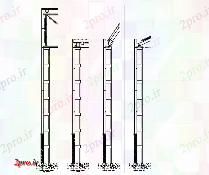 دانلود نقشه پلان مقطعی بخش جانبی فلزی صنعتی  صرفه جویی (کد73455)