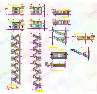 دانلود نقشه  جزئیات آسانسور و    ساخت و ساز از پله فلزی  طراحی (کد73464)