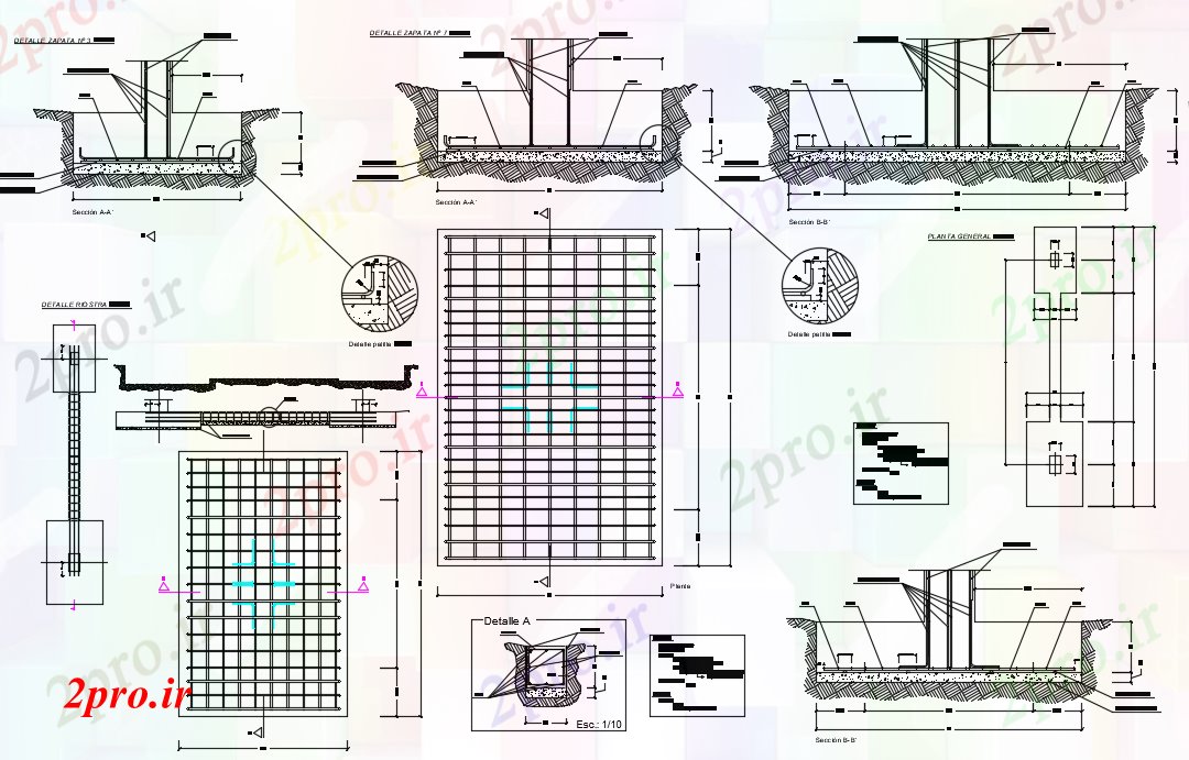 دانلود نقشه جزئیات پایه جزئیات پایه سطحی (کد73490)