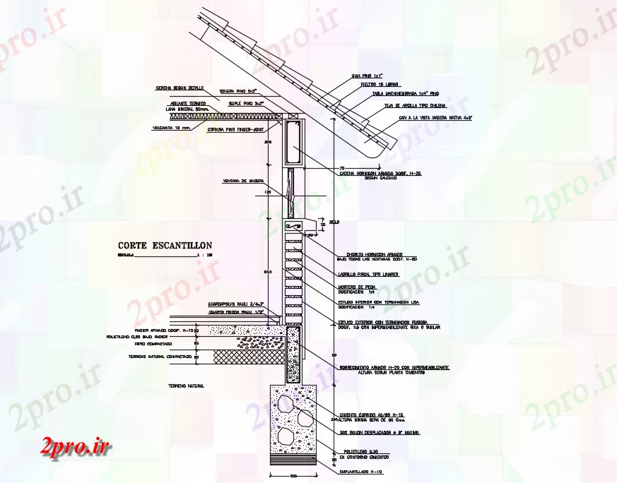 دانلود نقشه جزئیات ساختار الگو از آجر (کد73509)