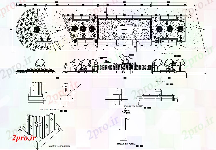 دانلود نقشه مسکونی ، ویلایی ، آپارتمان گردشگاه عمومی طرحی پارک جزئیات 8 در 31 متر (کد73516)