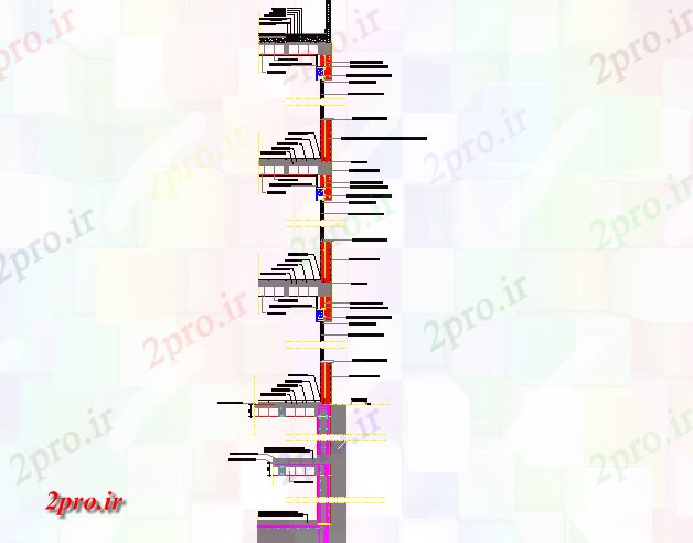 دانلود نقشه جزئیات ساخت و ساز بخش طولی جزئیات (کد73578)