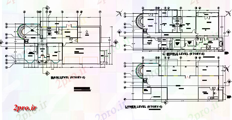 دانلود نقشه مسکونی ، ویلایی ، آپارتمان برنامه ریزی تقسیم سمت سطح خانه تپه جزئیات 4 در 10 متر (کد73580)