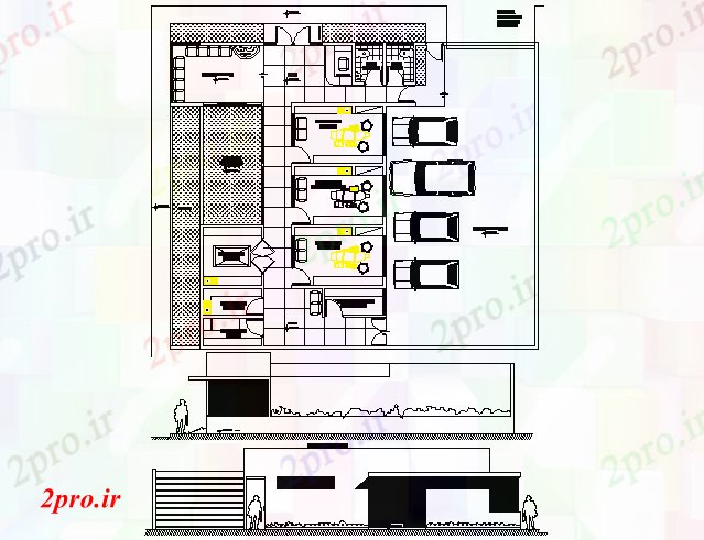 دانلود نقشه بیمارستان -  درمانگاه -  کلینیک طرحی کلینیک  دندانپزشکی و نما جزئیات (کد73582)