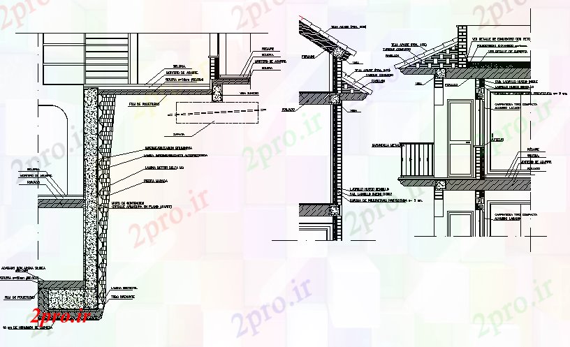 دانلود نقشه جزئیات ساخت و ساز بخش معماری دیوار اباتمنت جزئیات (کد73595)