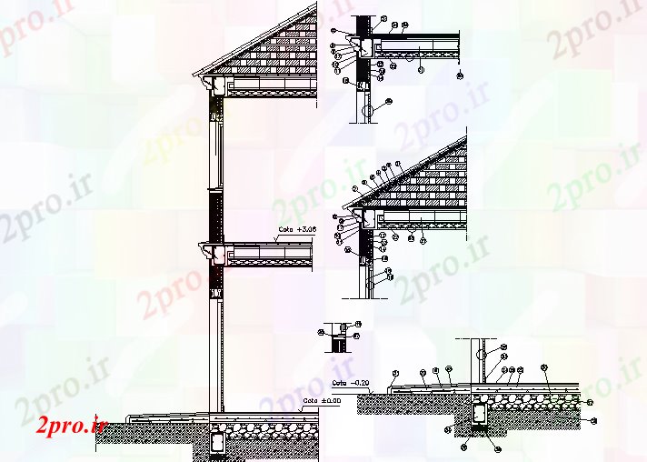 دانلود نقشه جزئیات ساخت و ساز بخش سازنده دیوار حفره جزئیات (کد73614)