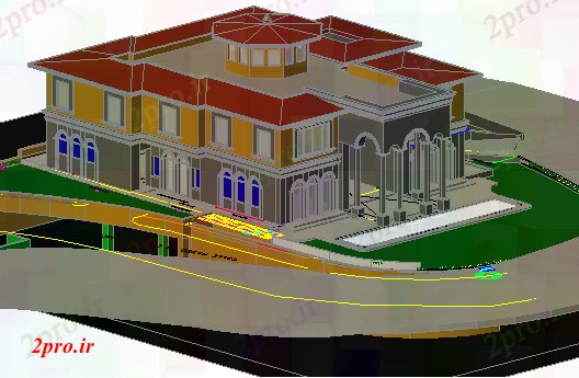 دانلود نقشه خانه های سه بعدی  طرحی خانه های مسکونی جزئیات (کد73615)