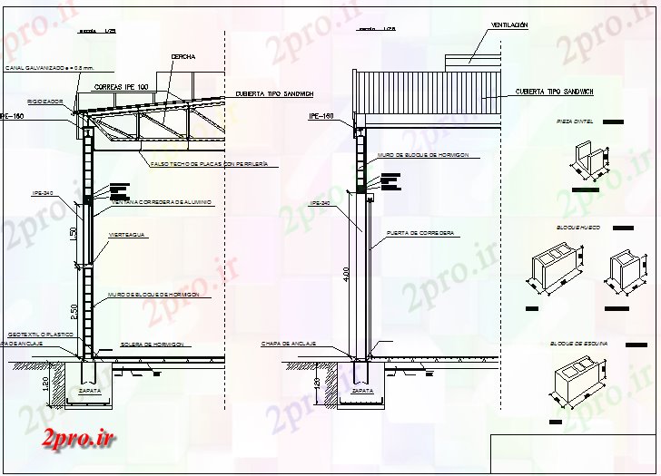 دانلود نقشه جزئیات ساخت و ساز بخش دیوار پروژه کارخانه صنعتی  ، کارگاه جزئیات (کد73620)