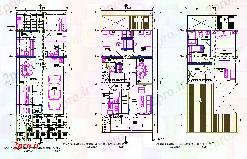 دانلود نقشه مسکونی ، ویلایی ، آپارتمان کلمبیا طبقه مسکن خانواده 6 در 12 متر (کد73637)