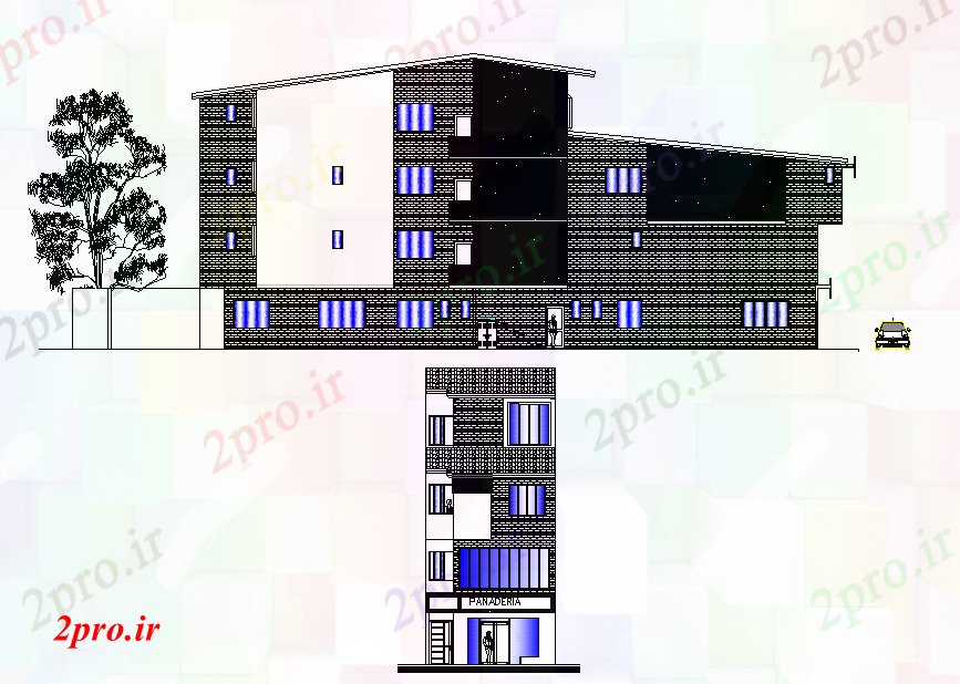 دانلود نقشه مسکونی  ، ویلایی ، آپارتمان  طراحی نمای یک آپارتمان   آپارتمان   (کد73651)