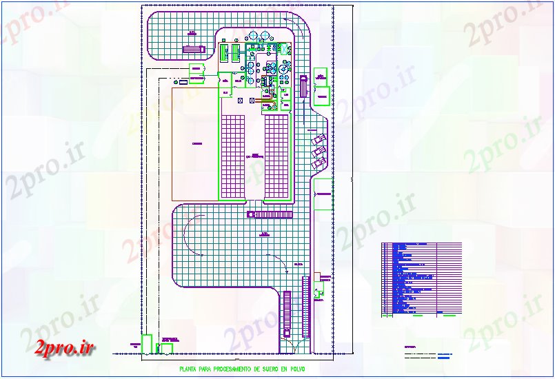 دانلود نقشه کارخانه صنعتی  ، کارگاه کارخانه برای پردازش پودر سرم با بخش لیست (کد73685)