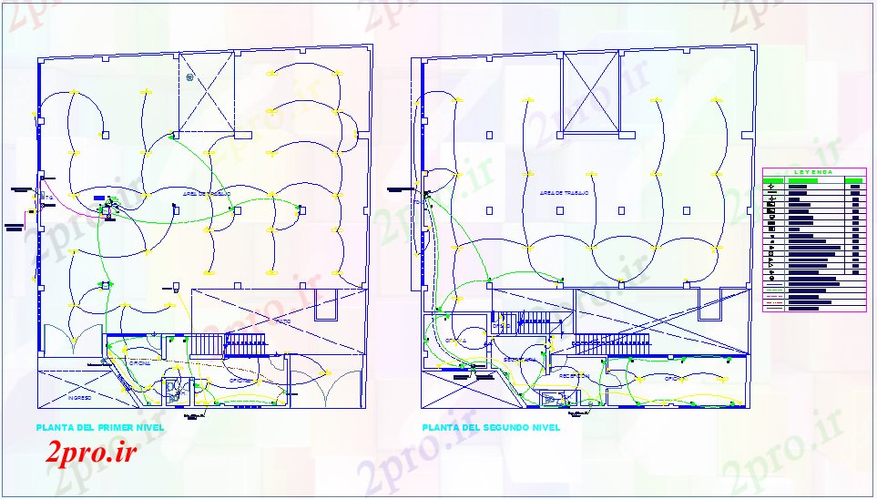 دانلود نقشه طراحی داخلی طرحی نصب و راه اندازی برق کارخانه تولید نساجی برای طبقه اول و دوم  (کد73693)