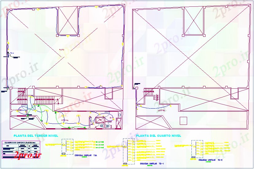 دانلود نقشه طراحی داخلی طرحی نصب و راه اندازی برق نساجی کارخانه تولید کف سوم و چهارم  (کد73694)