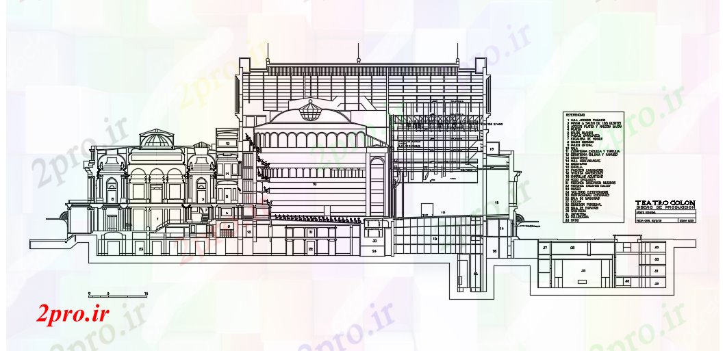 دانلود نقشه تئاتر چند منظوره - سینما - سالن کنفرانس - سالن همایشکولون آرژانتین تئاتر (کد73701)