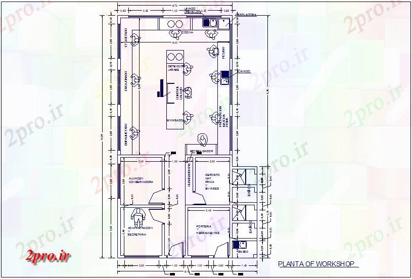 دانلود نقشه کارخانه صنعتی  ، کارگاه بافندگی و بسته بندی کارگاه کار  (کد73705)